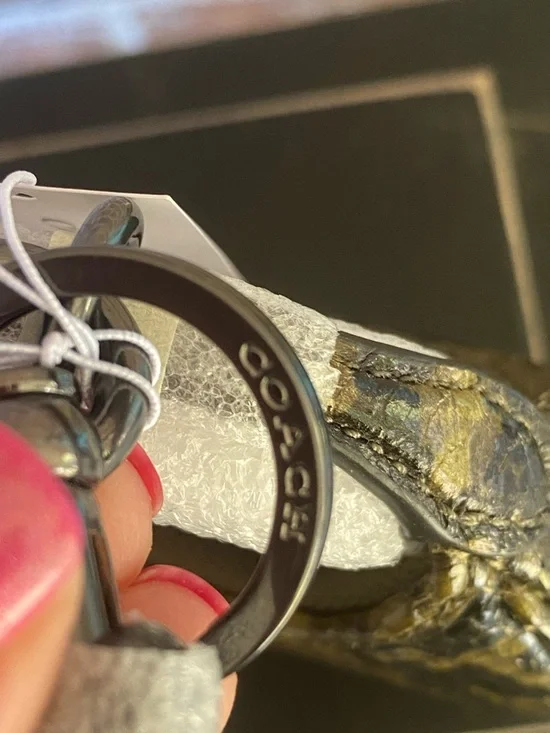 Coach Python-Embossed Leather Coin Purse Keychain HTF - Picture 6 of 7